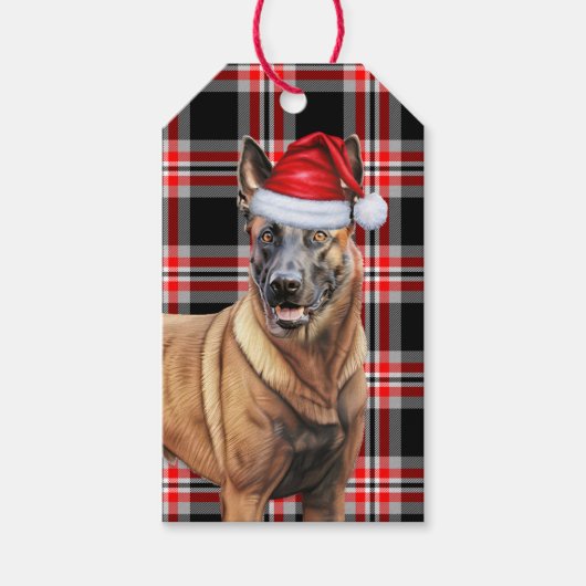 Red Plaid Belgian Malinois Hondenliefhebber Christ Cadeaulabel (Voorkant)