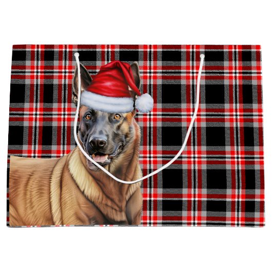 Red Plaid Belgian Malinois Hondenliefhebber Holida Groot Cadeauzakje (Voorkant)