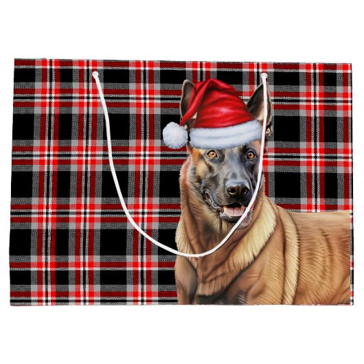 Red Plaid Belgian Malinois Hondenliefhebber Holida Groot Cadeauzakje (Achterkant)