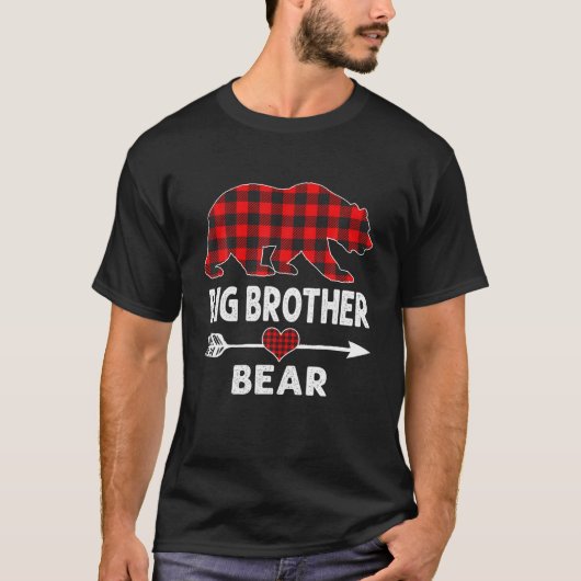 Red Plaid Big Brother Bear Buffalo Matching Family T-shirt (Voorkant)