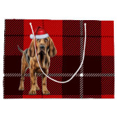 Red Plaid Bloodhound Hondenliefhebber Holiday Groot Cadeauzakje (Achterkant)