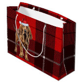Red Plaid Bloodhound Hondenliefhebber Holiday Groot Cadeauzakje (Achterkant Gekanteld)