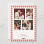 Red Plaid Boho Bow Ribbon 5 Photo Feestdagenkaart (Achterkant)