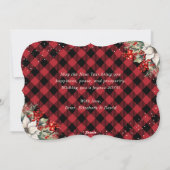 Red Plaid Botanical String Lights New Year Card Feestdagenkaart (Achterkant)