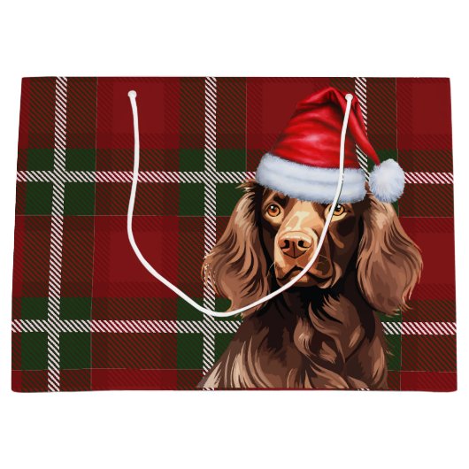 Red Plaid Boykin Spaniel Hondenliefhebber Vakantie Groot Cadeauzakje (Voorkant)