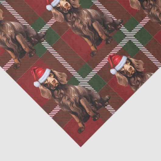 Red Plaid Boykin Spaniel Hondenliefhebber Vakantie Tissuepapier (Detail)