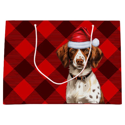 Red Plaid Bretagne Spaniel Hondenliefhebber Vakant Groot Cadeauzakje (Voorkant)