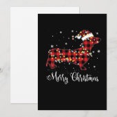 Red Plaid Buffalo Dachshund Merry Christmas Pajama Feestdagenkaart (Voorkant / Achterkant)