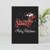 Red Plaid Buffalo Dachshund Merry Christmas Pajama Feestdagenkaart (Staand voorkant)