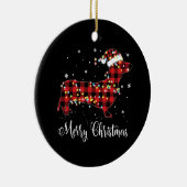 Red Plaid Buffalo Dachshund Merry Christmas Pajama Keramisch Ornament (Rechts)