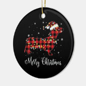 Red Plaid Buffalo Dachshund Merry Christmas Pajama Keramisch Ornament (Links)