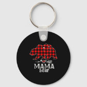 Red Plaid Buffalo Mama Bear Christmas Pajamas Fami Sleutelhanger (Voorkant)