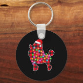 Red Plaid Buffalo Odle Dog Christmas Lights Pajama Sleutelhanger (Voorkant)