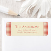 Red Plaid Buffalo Retro Rustiek Retour Adres Etiket (Insitu)