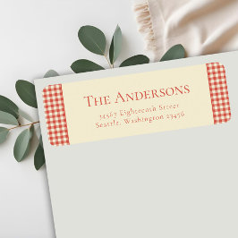 Red Plaid Buffalo Retro Rustiek Retour Adres Etiket