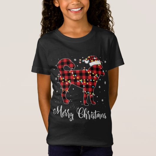 Red Plaid Buffel Siberische Husky Vrolijk Kerstfee T-shirt (Voorkant)