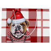 Red Plaid Bulldog Lover Vakantie Groot Cadeauzakje (Achterkant)