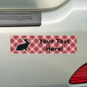 Red Plaid Bunny Bumpersticker (Op auto)