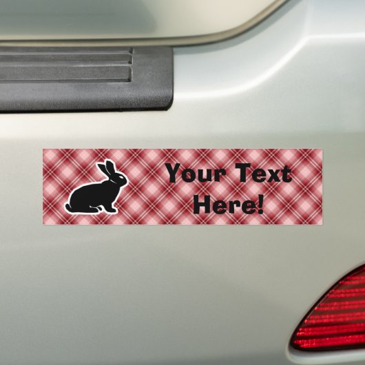 Red Plaid Bunny Bumpersticker (Op auto)