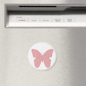 Red Plaid Butterfly on Polka Dot Magneet (Insitu (Vaatwasser))