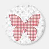 Red Plaid Butterfly on Polka Dot Magneet (Voorkant)