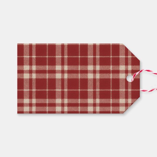 Red Plaid Cadeaulabel (Voorkant (Horizontaal))