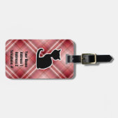 Red Plaid Cat Bagagelabel (Voorkant horizontaal)