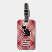 Red Plaid Cat Bagagelabel (Voorkant verticaal)