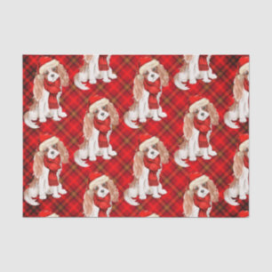 Red Plaid Cavalier Koning Charles Hondenkerst Tissuepapier