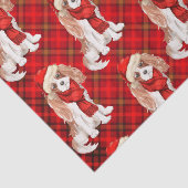 Red Plaid Cavalier Koning Charles Hondenkerst Tissuepapier (Detail)