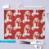 Red Plaid Cavalier Koning Charles Hondenkerst Tissuepapier (Craft)