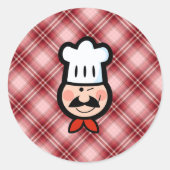 Red Plaid Chef Ronde Sticker (Voorkant)
