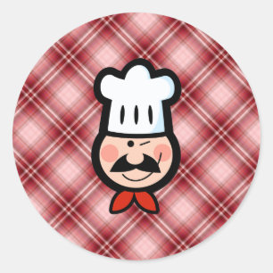 Red Plaid Chef Ronde Sticker
