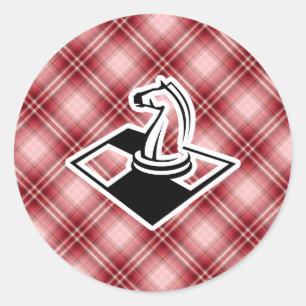 Red Plaid Chess Ronde Sticker