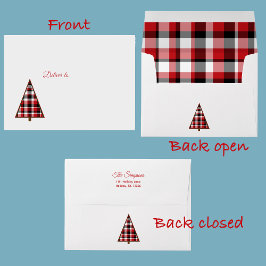 Red Plaid Christmas 5 x 7 Envelope Envelop