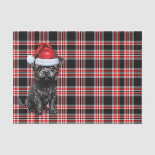 Red Plaid Christmas Affenpinscher Hond Vakantie Tissuepapier (Voorkant)