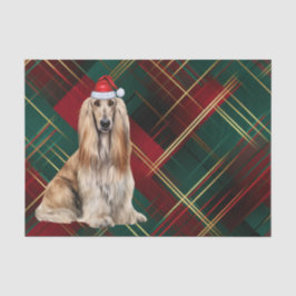 Red Plaid Christmas Afghan Hound Dog Holiday Tissuepapier