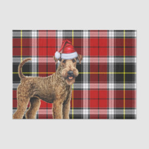 Red Plaid Christmas Airedale Terrier Hond Vakantie Tissuepapier