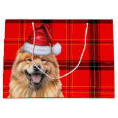 Red Plaid Christmas Chow Chow Dog Groot Cadeauzakje (Voorkant)