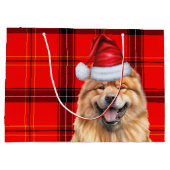 Red Plaid Christmas Chow Chow Dog Groot Cadeauzakje (Achterkant)