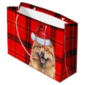 Red Plaid Christmas Chow Chow Dog Groot Cadeauzakje (Achterkant Gekanteld)