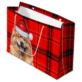Red Plaid Christmas Chow Chow Dog Groot Cadeauzakje (Voorkant Gekanteld)