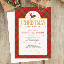 Red Plaid Christmas Dinner Party Holiday Uitnodige Kaart