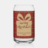 Red Plaid Christmas Festive Pattern - Blikvorm Glas (Achterkant)