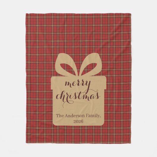 Red Plaid Christmas Festive Pattern -  Fleece Deken (Voorkant)