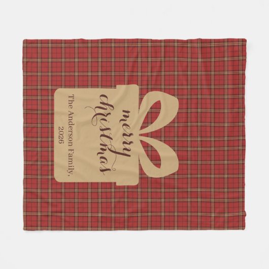 Red Plaid Christmas Festive Pattern -  Fleece Deken (Voorkant (Horizontaal))