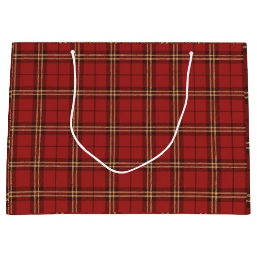 Red Plaid Christmas Festive Pattern -  Groot Cadeauzakje (Voorkant)