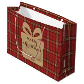 Red Plaid Christmas Festive Pattern - Groot Cadeauzakje (Voorkant Gekanteld)