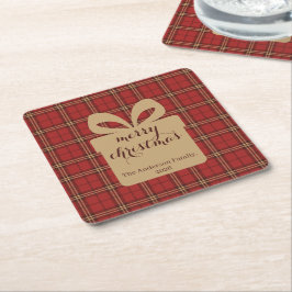 Red Plaid Christmas Festive Pattern -  Kartonnen Onderzetters