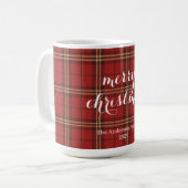 Red Plaid Christmas Festive Pattern -  Koffiemok (Voorkant links)
